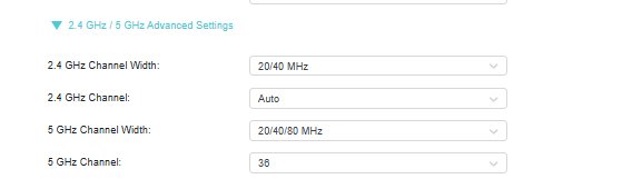 Channel 36 at 80MHz width — clean, no DFS overlap